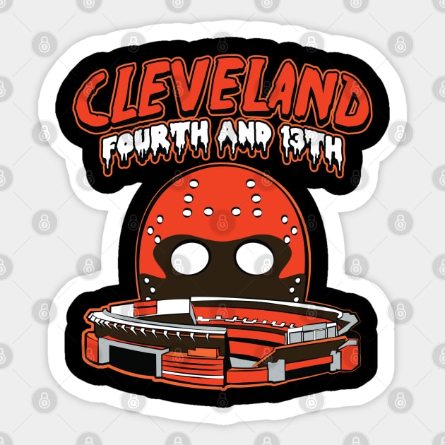 Cleveland Football Fourth and Thirteen Sticker by DeepDiveThreads